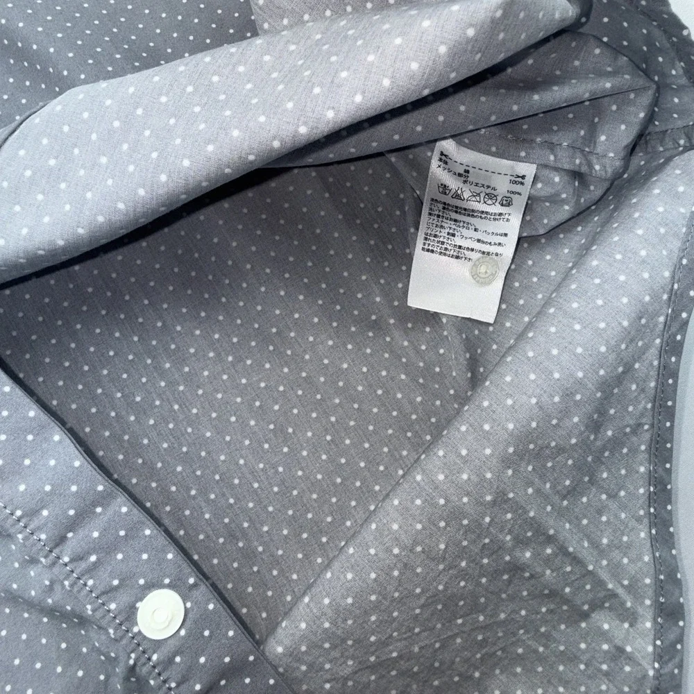 adidas Originals LXXXIV Lab Western Shirt Mens L Gray Polka Dot Snap F49321